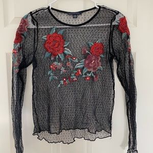 American Eagle Floral Mesh Top